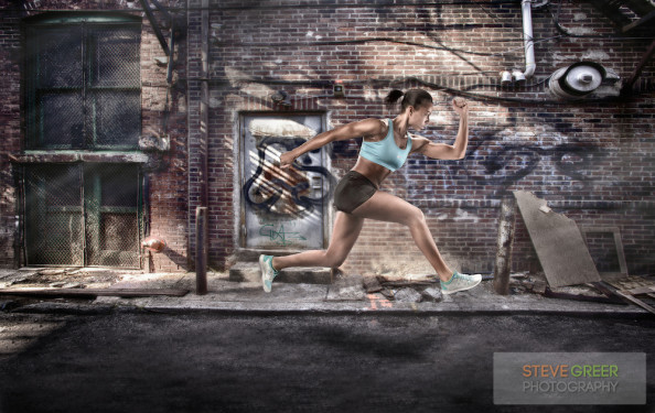 Active Female Jumping in Mid-Air