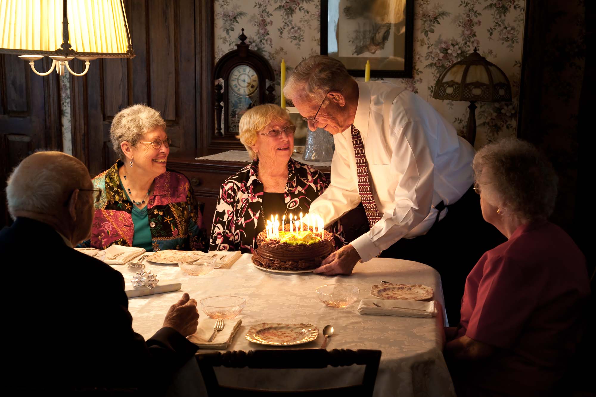 Active Seniors having a birthday celebration