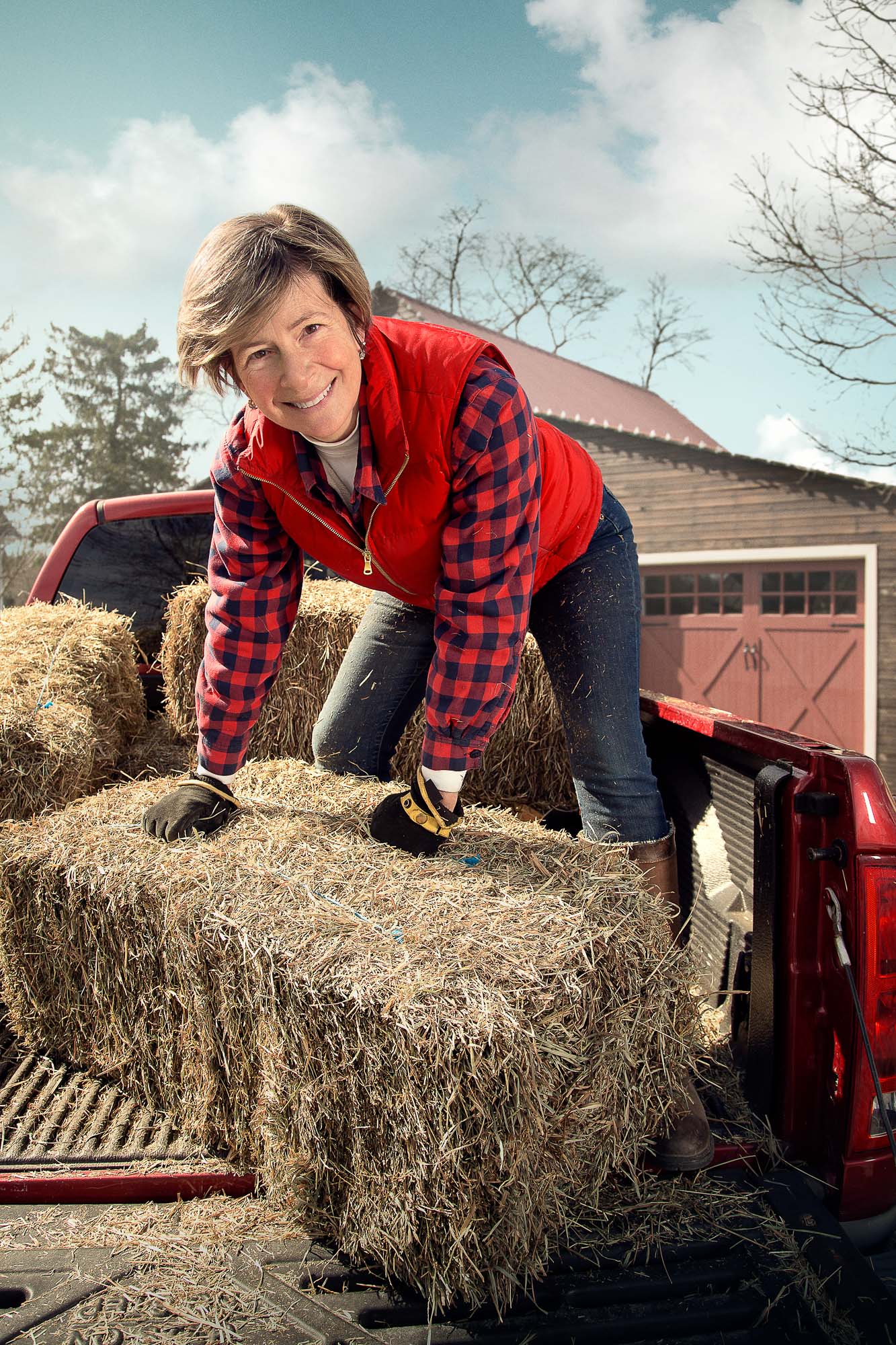 active senior farmer happy to be working outside