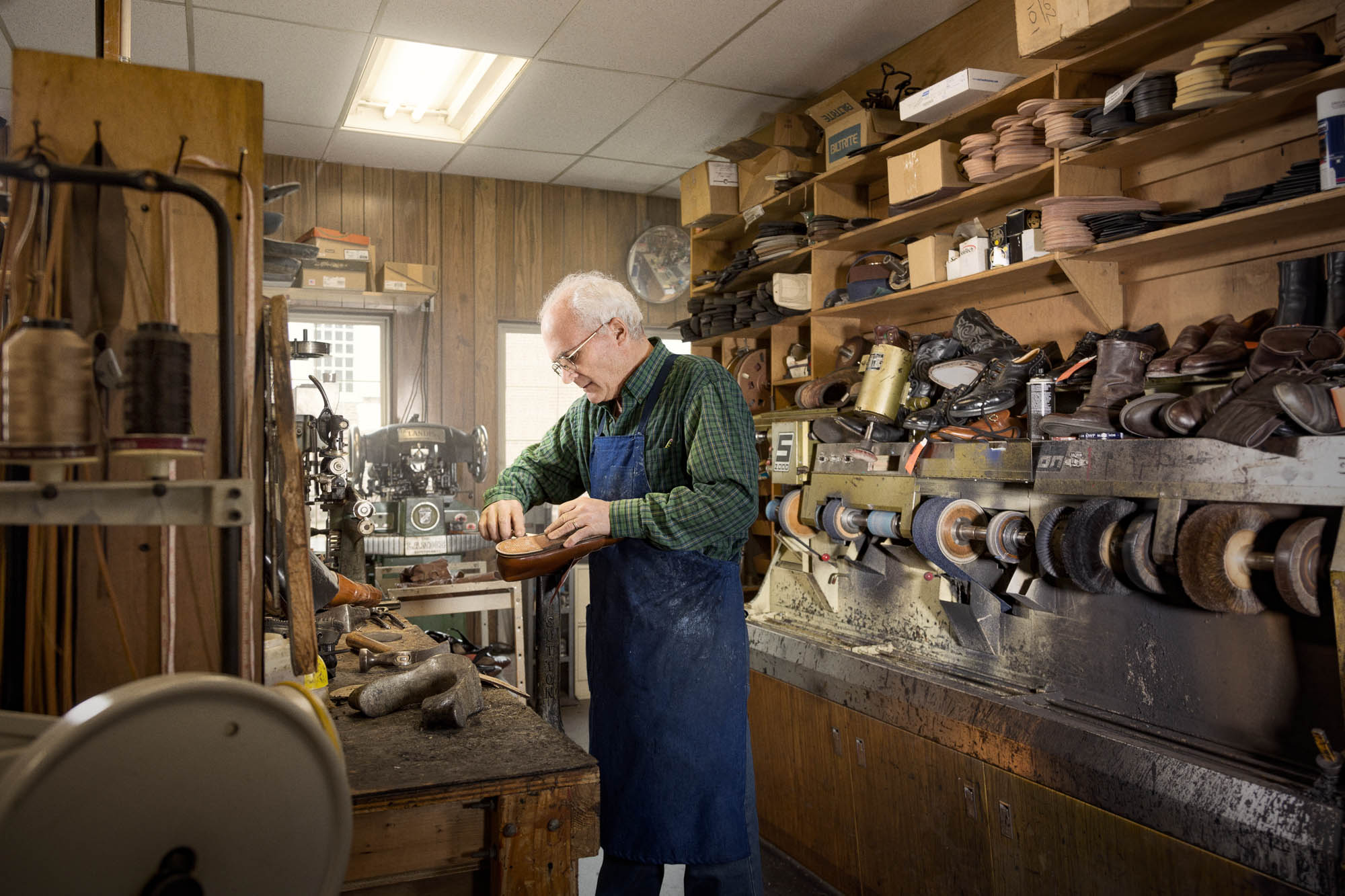 Active Senior enjoying his work